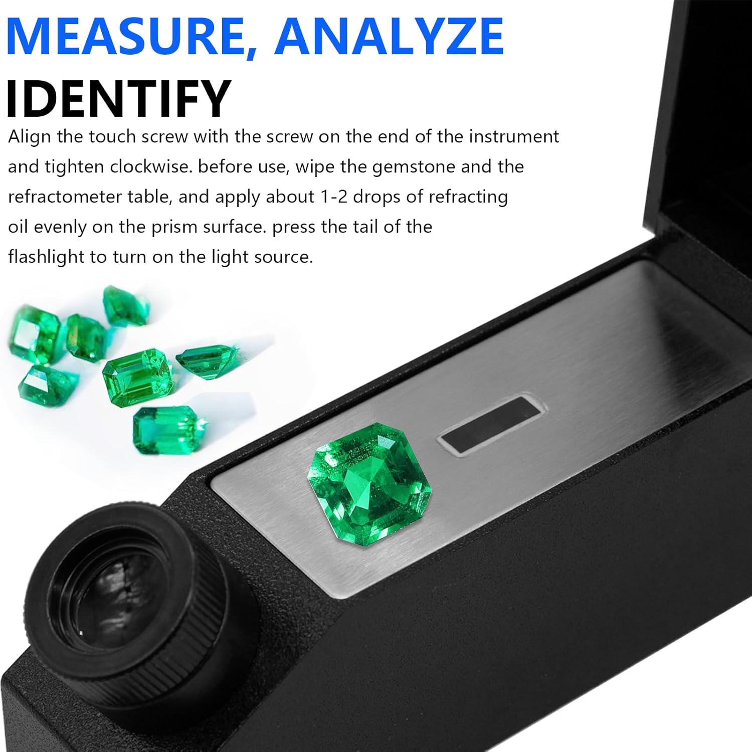 Gemstone Refractometer, Gem Tester for All Stones, Diamond Gemstone Tester Lab Refractometers for Gold & Silver Jewelry, Measures Refractive Index 1.30-1.81
