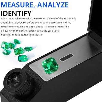Gemstone Refractometer, Gem Tester for All Stones, Diamond Gemstone Tester Lab Refractometers for Gold & Silver Jewelry, Measures Refractive Index 1.30-1.81