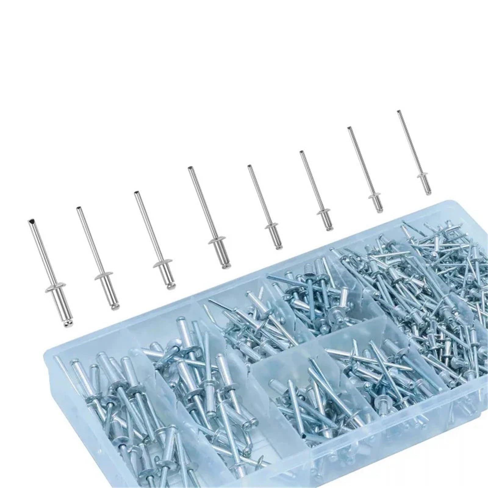 Remaches ciegos de aluminio Juego de remaches ciegos 420 Uds., Kit Pop con cabeza cúpula aluminio, tirador clavos for surtido muebles M2.4/3,2/4/4.8