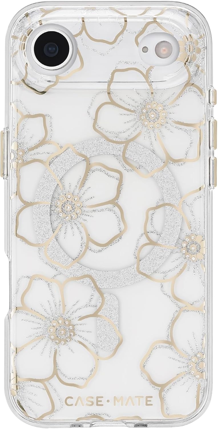 Case-Mate iPhone Air Case [Compatible with MagSafe] - Sparkly Floral Phone Case with 12ft Drop Protection - Premium Magnetic Cover for iPhone Air - Floral Gems
