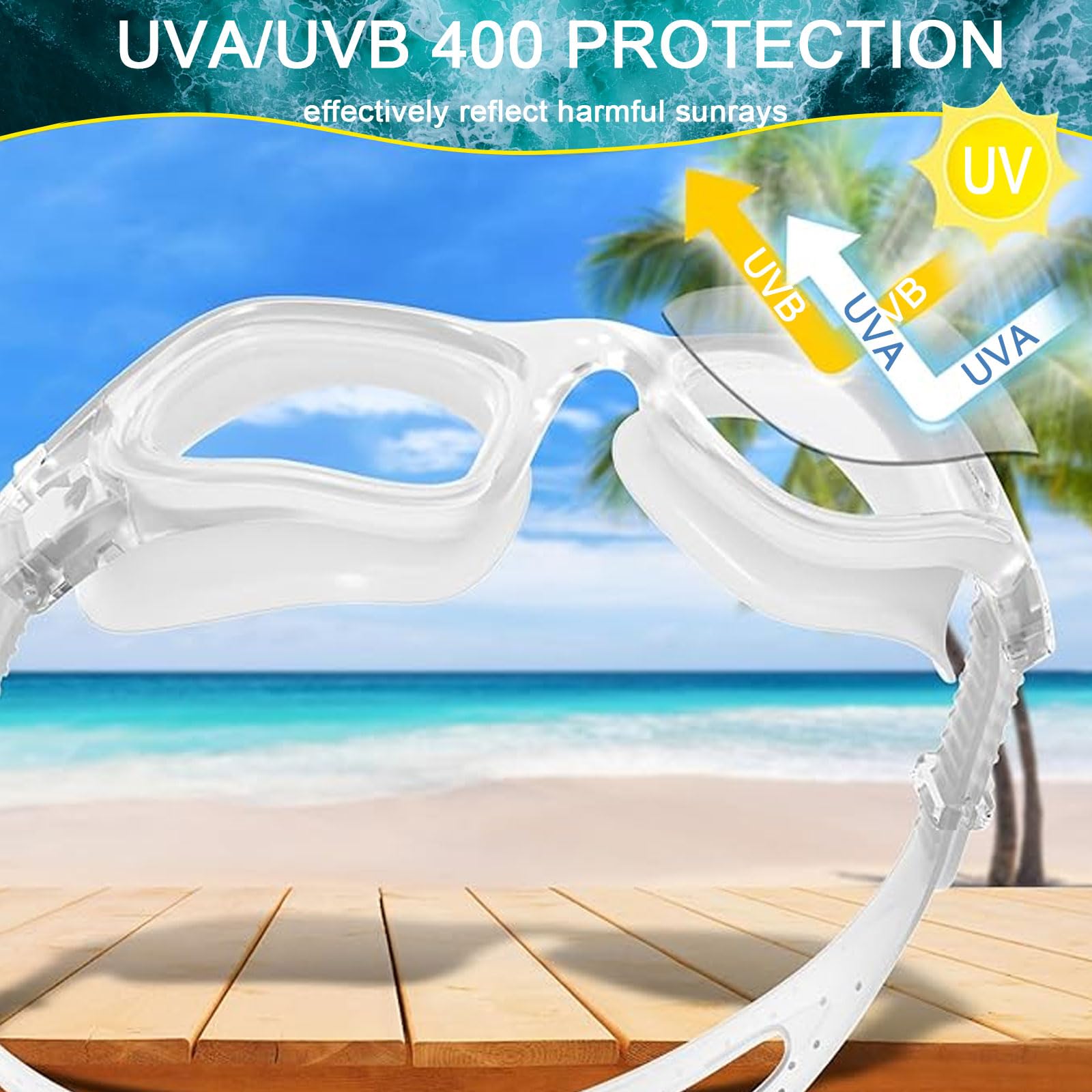 SSKHE Anti Fog Anti UV Anti Leak Swim Goggles, Swimming Goggles with Polarized or Non-Polarized Suitable for Adult Men Women Teenager, Wide View Goggles - Image 3