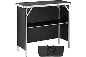 VEVOR 34-Inch Portable Checkout Stand for Craft Shows with Black Skirt and Storage
