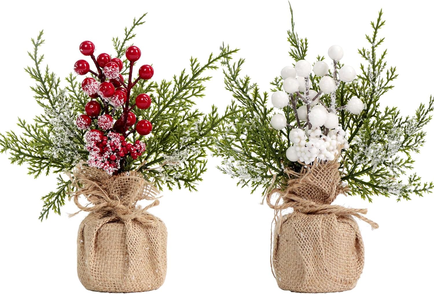 2 Pieces Christmas Table Toppers, 2 Colors Artificial Snow Frosted