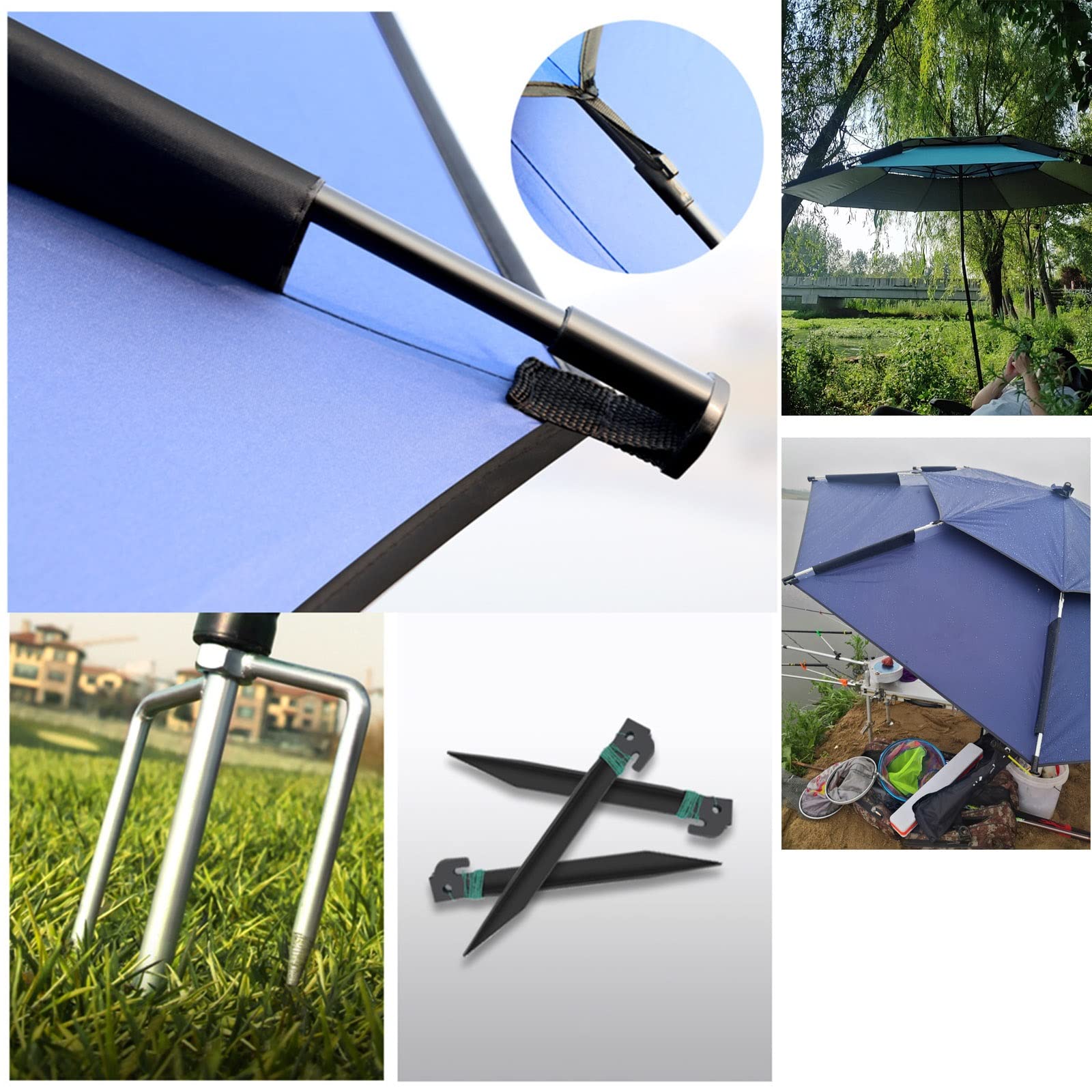 Zewnętrzny parasol ogrodowy parasol wiatroszczelny dwuwarstwowy parasol wędkarski i kempingowy wodoodporna osłona przeciwsłoneczna 2 m/2,2 m/2,4 m długość łuku dla najlepszej ochrony przed
