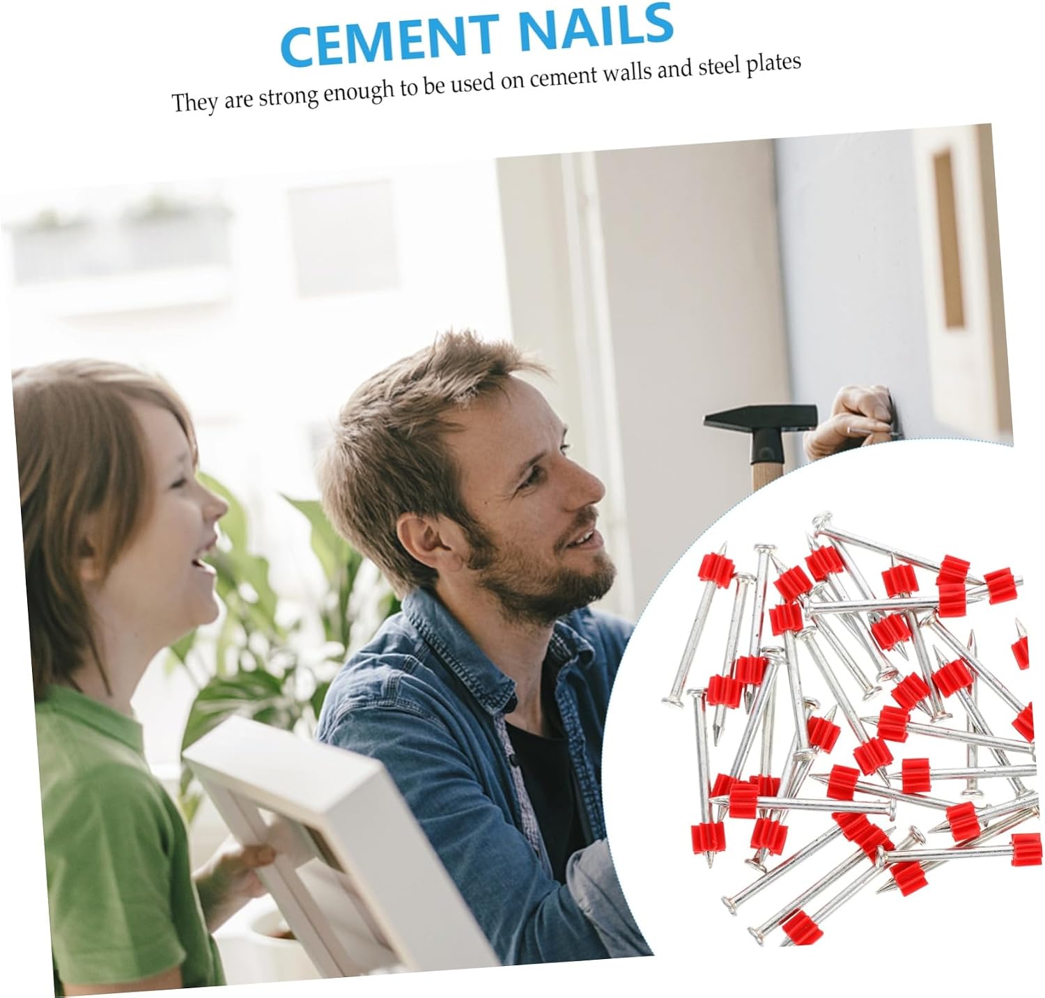 100pcs Durable Cement Nails for Picture Hanging Wall Fastening Fixing Nails Strong Load-Bearing Capacity for Home Decoration and Construction