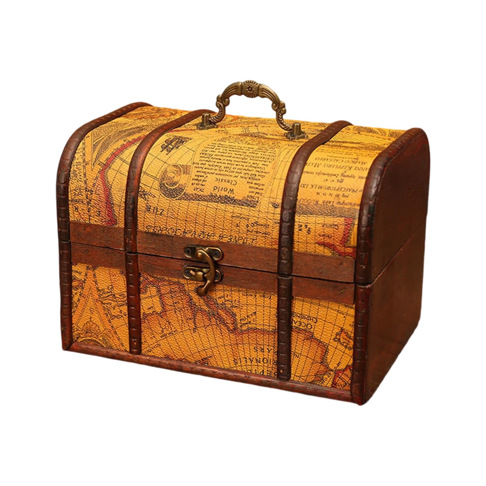 Woedpez Kids Travel Friendly Securable Oaken Jewelry Case Planner Secret Coffer Gift Concept Natural Wood Jewelry Box with Handle