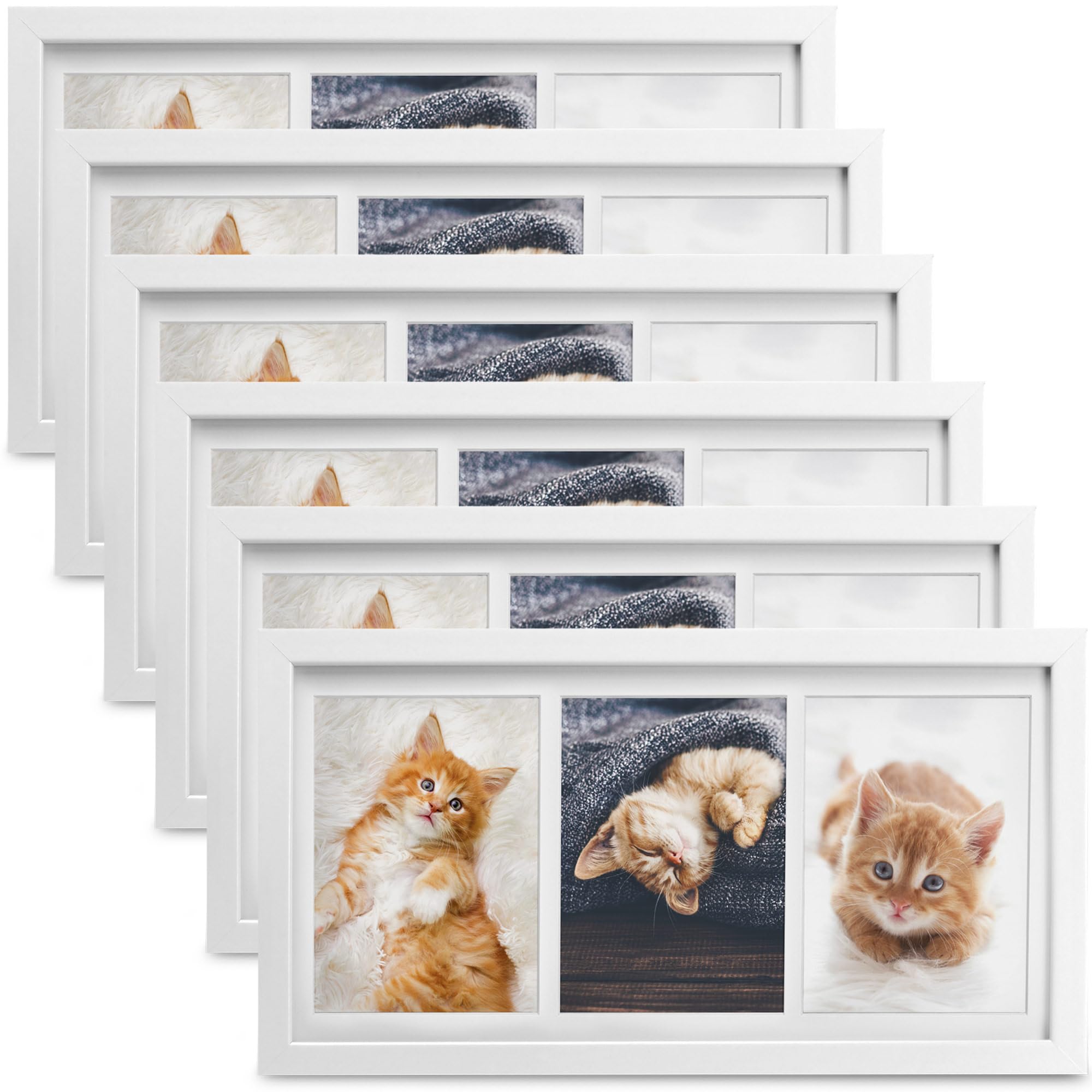 bomoe Bilderrahmen Collage – 6er Set 10x15 cm (Weiß) mit Passepartout