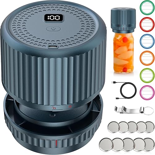 M12 - Sellador al vacío eléctrico para tarros Mason de parada automática - Sellador al vacío de tarros inteligentes actualizado 2025 para tarros