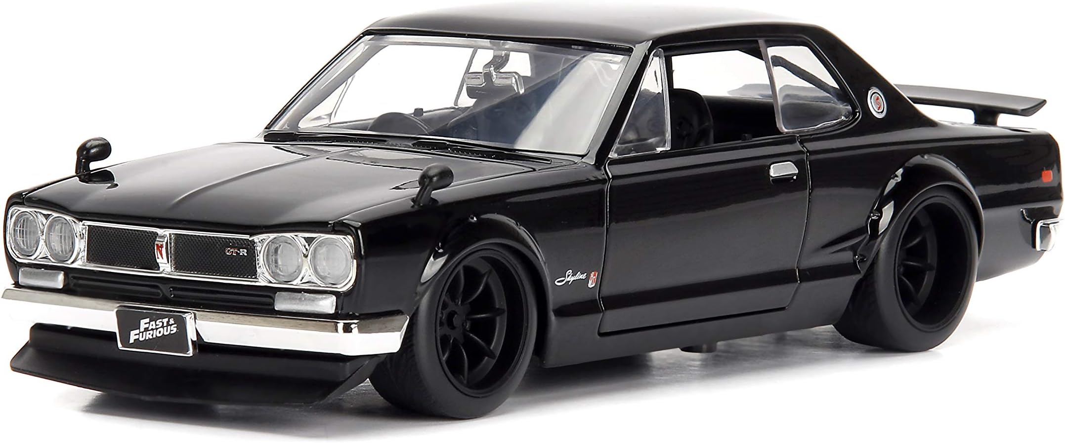 Jada Toys 253203004 The Fast And The Furious Aeroplane Brian's Nissan Skyline 2000 GT-R (C10) 1971 Toy Car Die-Cast Opening Doors Boot & Bonnet 1:24 Scale Black