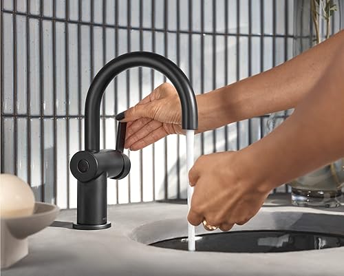 Miniatura 7 de Moen Cia 6221EWBL - Grifo de lavabo de baño con una sola manija, color negro mate, Motionsense Wave