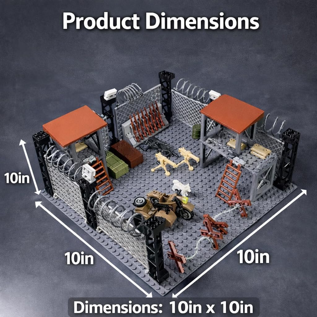 ELEFOCUS WW2 Military Base Building Set, Custom Miniguns, SWAT Gear, and Army Weapons Pack,Witch 10 Soldier Figures