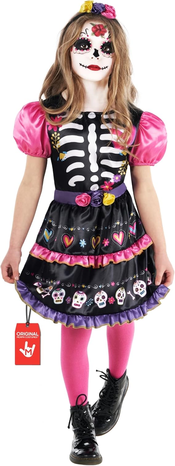 Morph Day Of The Dead Costume Kids, Catrina Costume For Girls, Sugar Skull Costumes, Dia De Los Muertos, Disfraz De Catrina