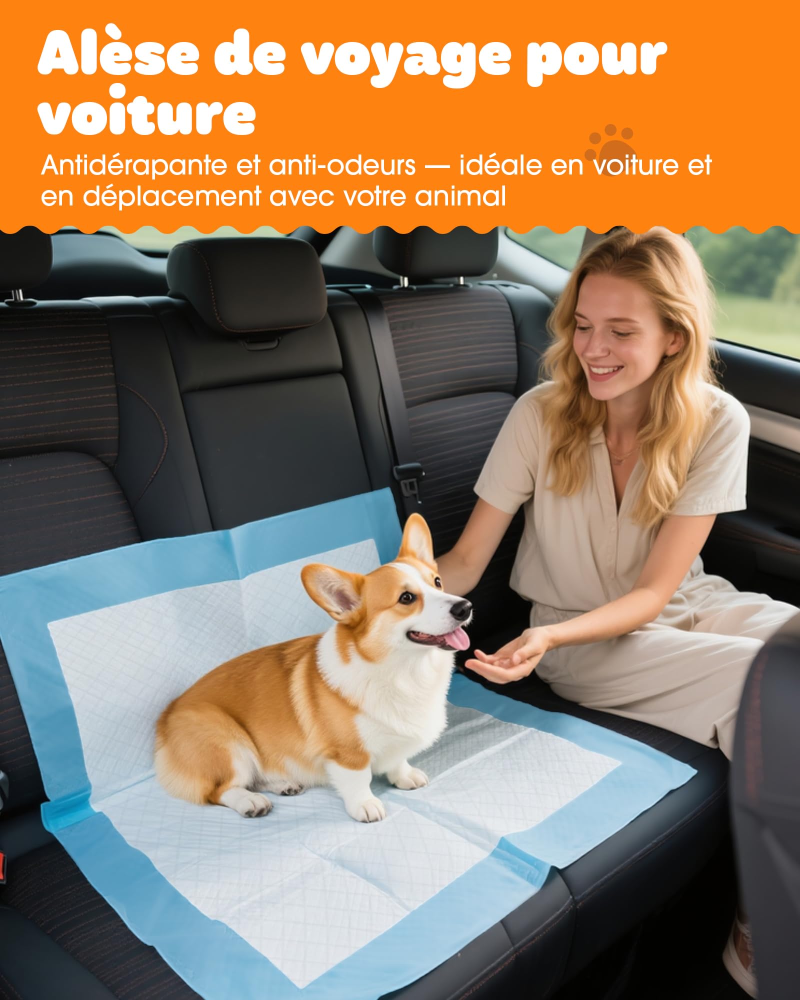 Powools Alèse Jetable - Alèse pour Chien Ultra Absorbante à 6 Couches, Tapis Absorbant Chien Anti-Fuites à Séchage Rapide pour Sol, Meubles et Voiture, 56 x 56 cm, 100 Pièces