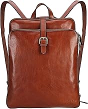 Banuce Full Grain Italian Leather Backpack Purse for Women Convertible 14 Inch Laptop Backpack for Work Travel Backpack with Luggage Strap Adjustable Strap Red Brown