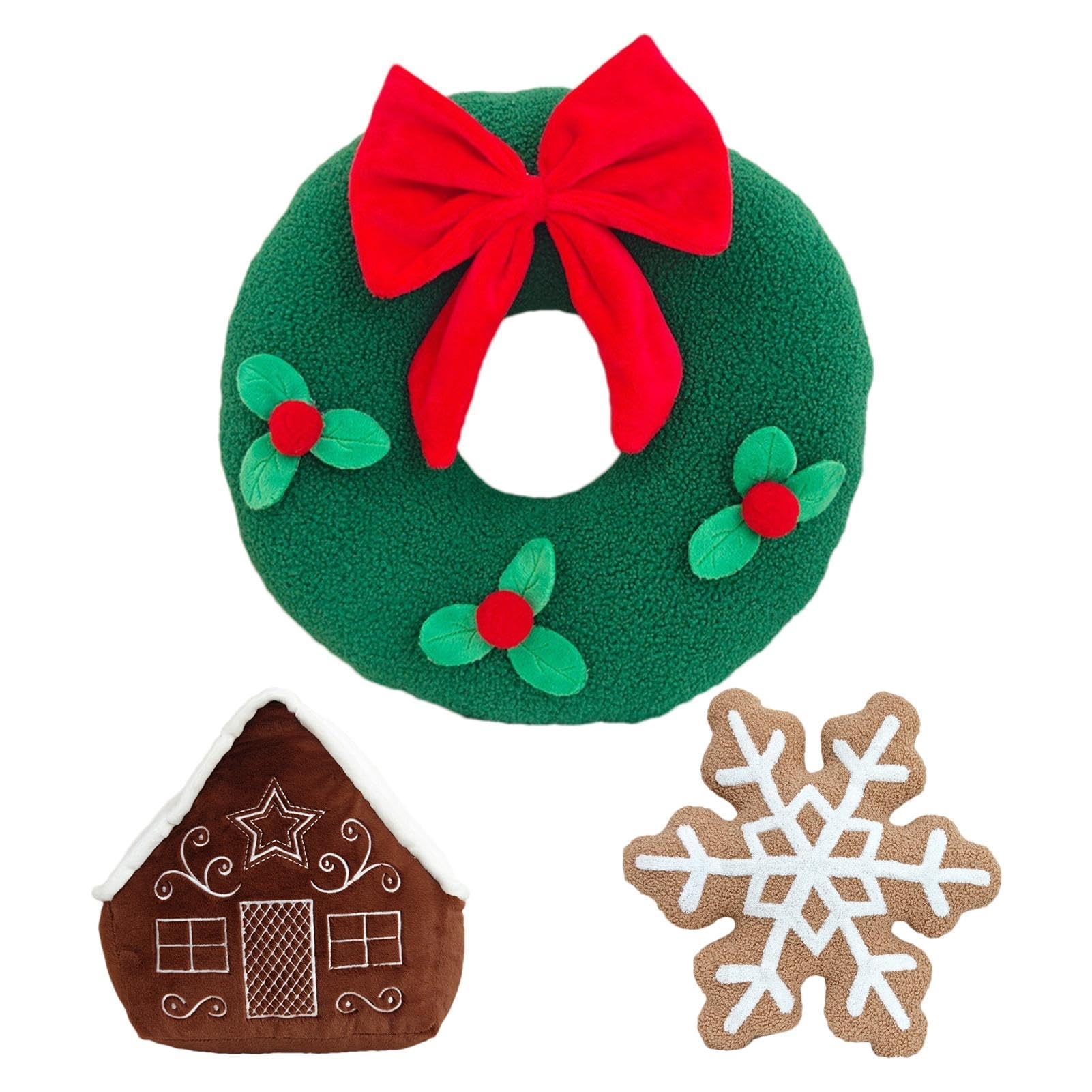 Coussin de Noël en forme de couronne avec flocons Coussin de canapé festif douceur 35x35 cm