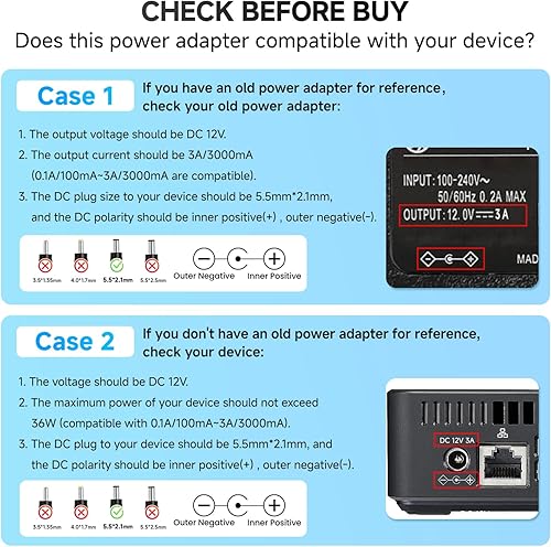 Miniatura 7 de Adaptador de fuente de alimentación de 12 V, 3 A, adaptador de conmutación de 3000 mA 36 W CA, 12 V, 500 mA, 1A, 1,5 A, 2 A, 2,5 A, 3 A, para tira