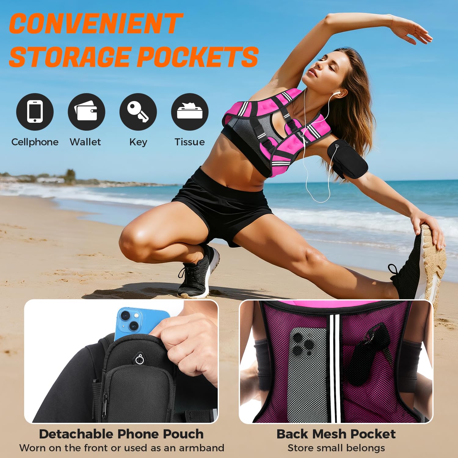 Gewichtsweste für Damen und Herren, 2,3 kg/2,7 kg/3,6 kg/5,4 kg/6,8 kg/9,1 kg/11,3 kg/13,6 kg, Gewichtsweste zum Gehen, Krafttraining, Gewichtsweste mit verstellbarer Schnalle, abnehmbare