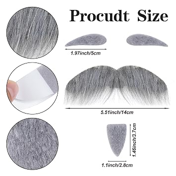 Old Man Costume Wig Set Grandpa Wig Cap Glasses Moustache and Eyebrows for 100th Accessories Kit (Grayish-white)