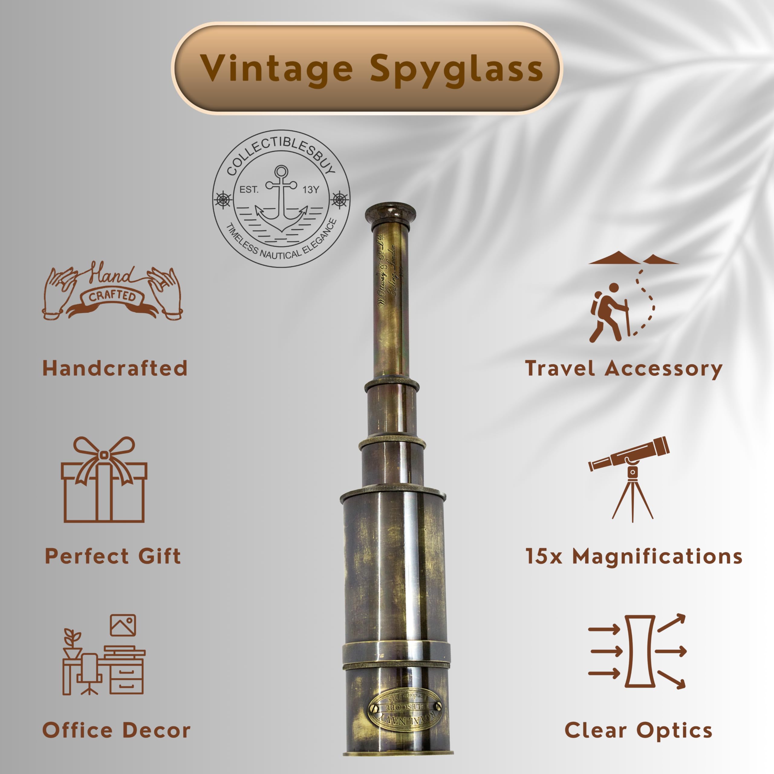 Amazon | Vintage Navy Brass Telescopes Nautical London 1915