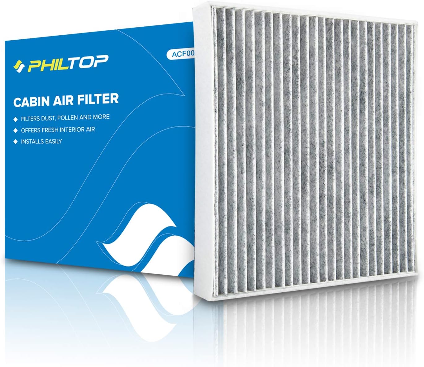 PHILTOP Cabin Air Filter w/Activated Carbon, Compatible with CF10285 Toyota RAV4, Camry, Corolla, Highlander, Prius, Sienna, 4Runner, Tundra, Yaris, Avalon, Prius V, Venza, Matrix, Prius C, Sequoia