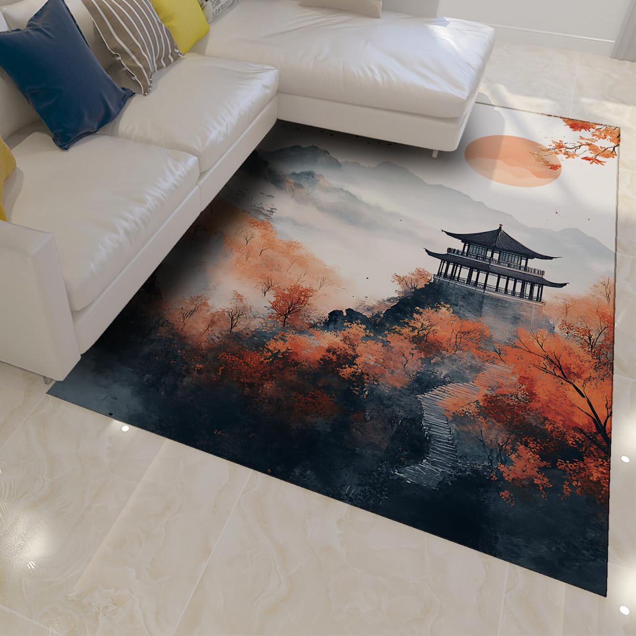 Tapis style japonais antidérapant 100x150cm pour éviter les glissades en salle à manger