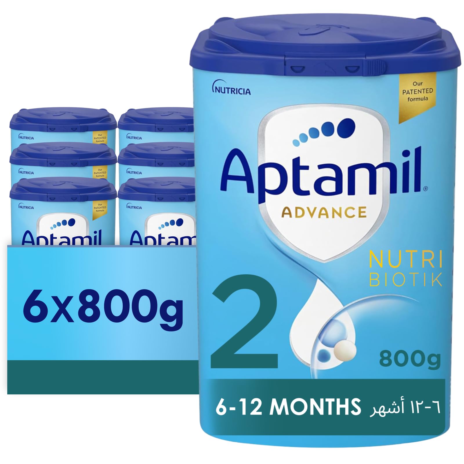 Aptamil Advance 2 Follow On Formula, Palm Oil Free, 6-12 Months (800g each) Pack of 6