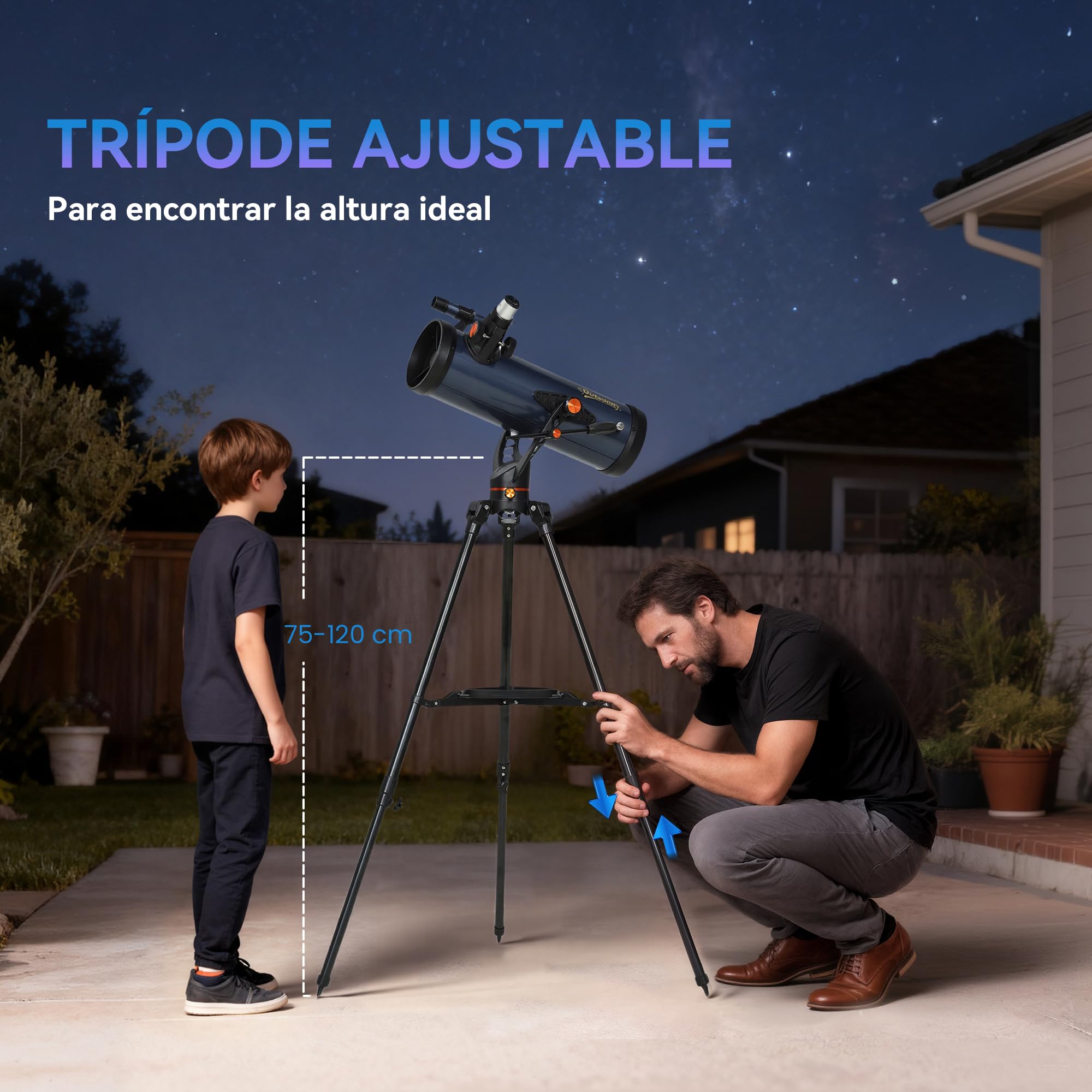 Outsunny Telescopio Reflector Astronómico, Apertura de 114 mm, 40X/100X, 1000 mm Telescopio Astronómico para Adultos, Principiantes y Niños, con Trípode Ajustable y Bolsa de Transporte