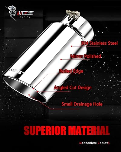 Vista 11 de MZS Punta de escape, acero inoxidable 5 "entrada 8 "salida 15" longitud escape escape escape universal ángulo inclinado corte
