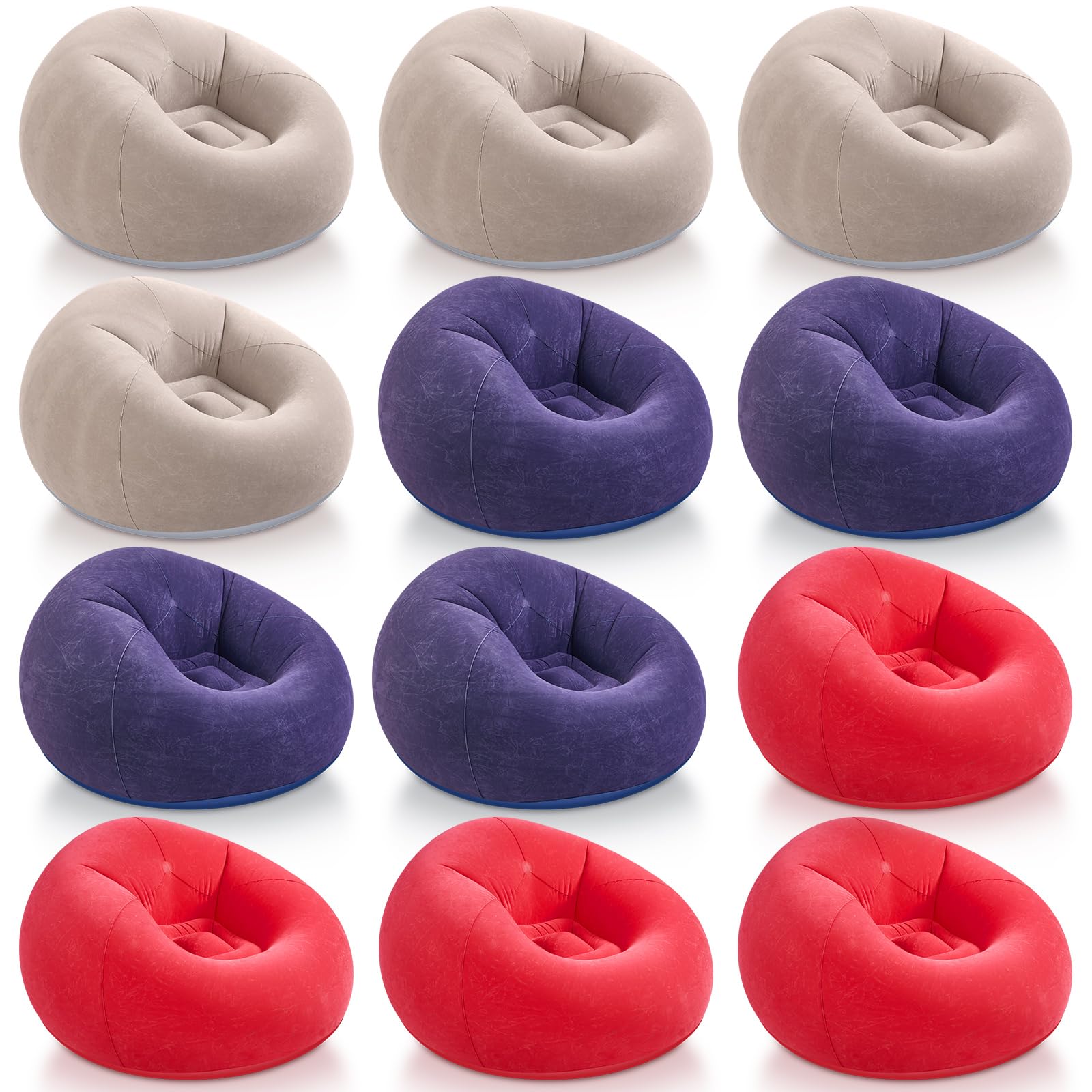 Realspring Inflatable Bean Bag Chairs,Coffee,Blue,Red,12 Pcs