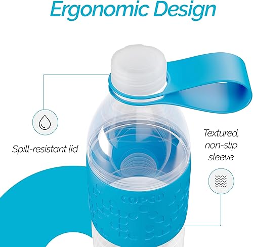 Miniatura 5 de Copco Hydra - Botella de agua de Tritan de 20 onzas con tapa resistente a derrames y funda antideslizante, sin BPA, apta para lavavajillas, cabe en