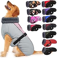 Vista 24 de IECOii - Abrigo extracálido para perro, chaqueta reflectante ajustable, invernal, suave, cuello alto, hebilla, forro de vellón, para clima frío