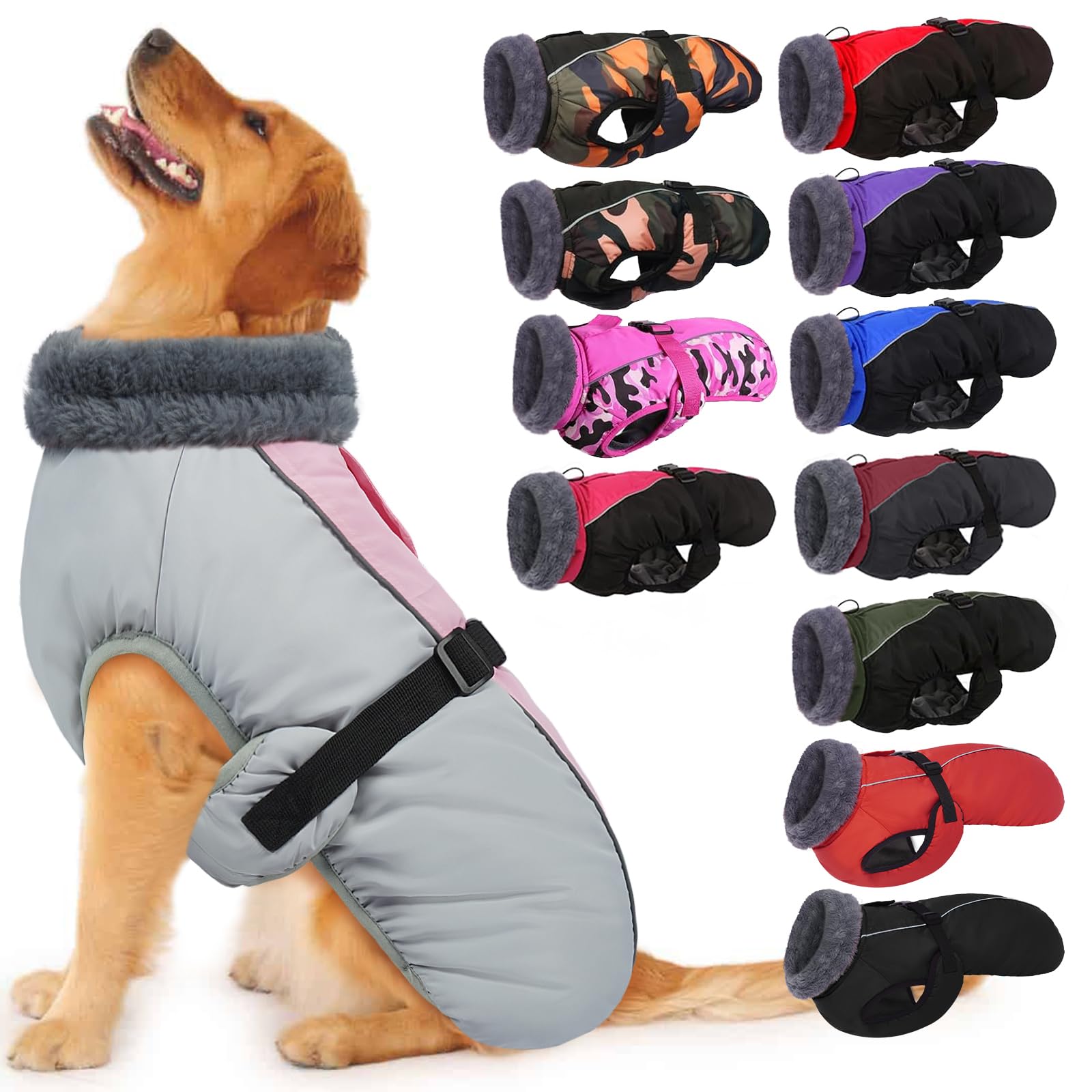 IECOii Extra Warm Dog Coat Reflective Adjustable Dog Jacket Dog Winter Coat with Buckle Fleece Turtleneck Dog Jacket for Cold Weather Soft Winter Coat for Small Medium Extra Large Dogs — image 1