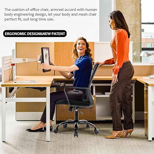 Miniatura 6 de BestOffice Silla giratoria para computadora, soporte lumbar ejecutivo, silla de malla, taburete ajustable para mujeres y hombres (negro) Negro