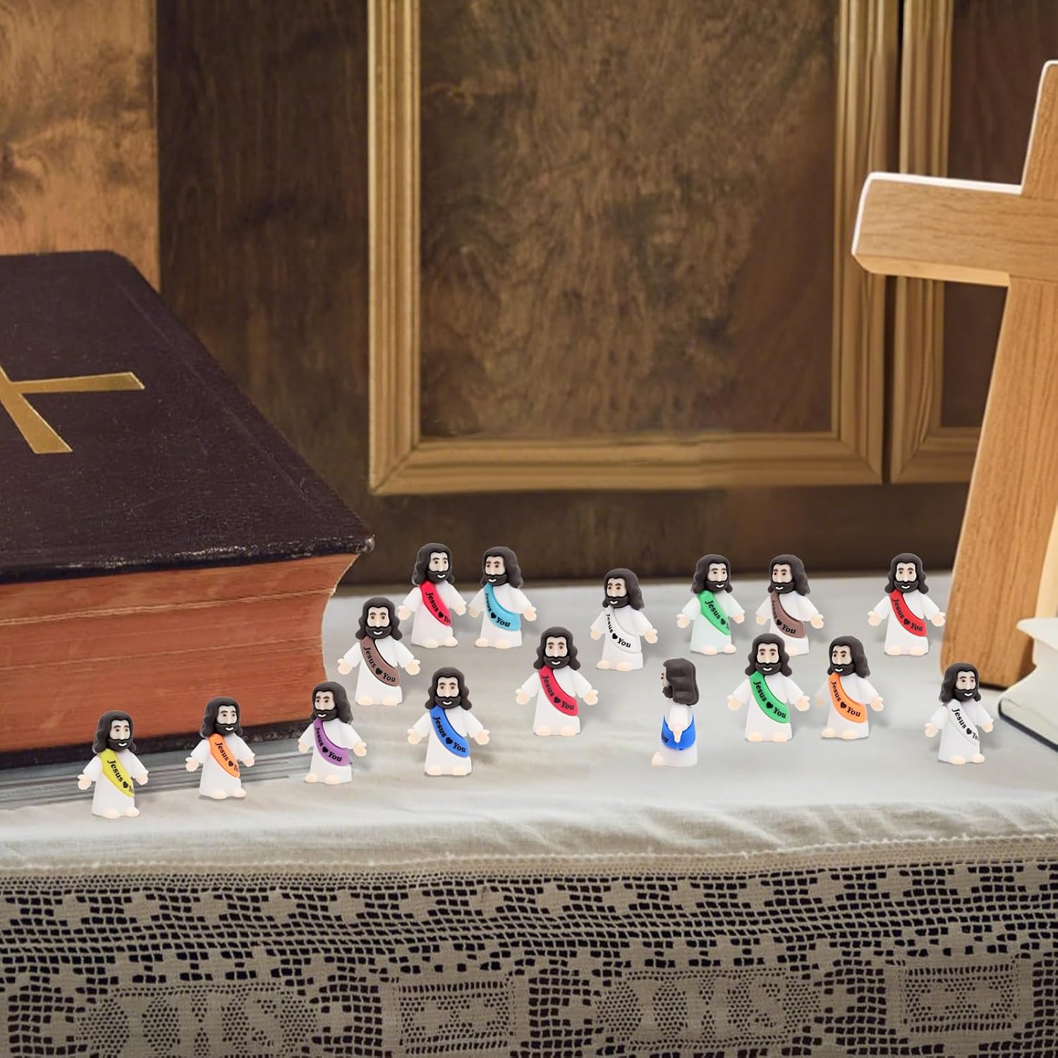 100 Pcs Jesus Love You Mini Figures Baby Jesus Figurines in Bulk Tiny Miniature Religious Figures for Hide and Seek, Sunday School, Religious Party Favors, Baptism Gifts, Easter Egg Stuffers - Image 8