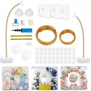 Balloon Arch Kit 9.35FT & 6FT, Free Bending Half Balloon Arch Stand with Base,Gold Balloon arch Frame Backdrop for Wedding Birthday Party Graduation,Commemoration day Celebration
