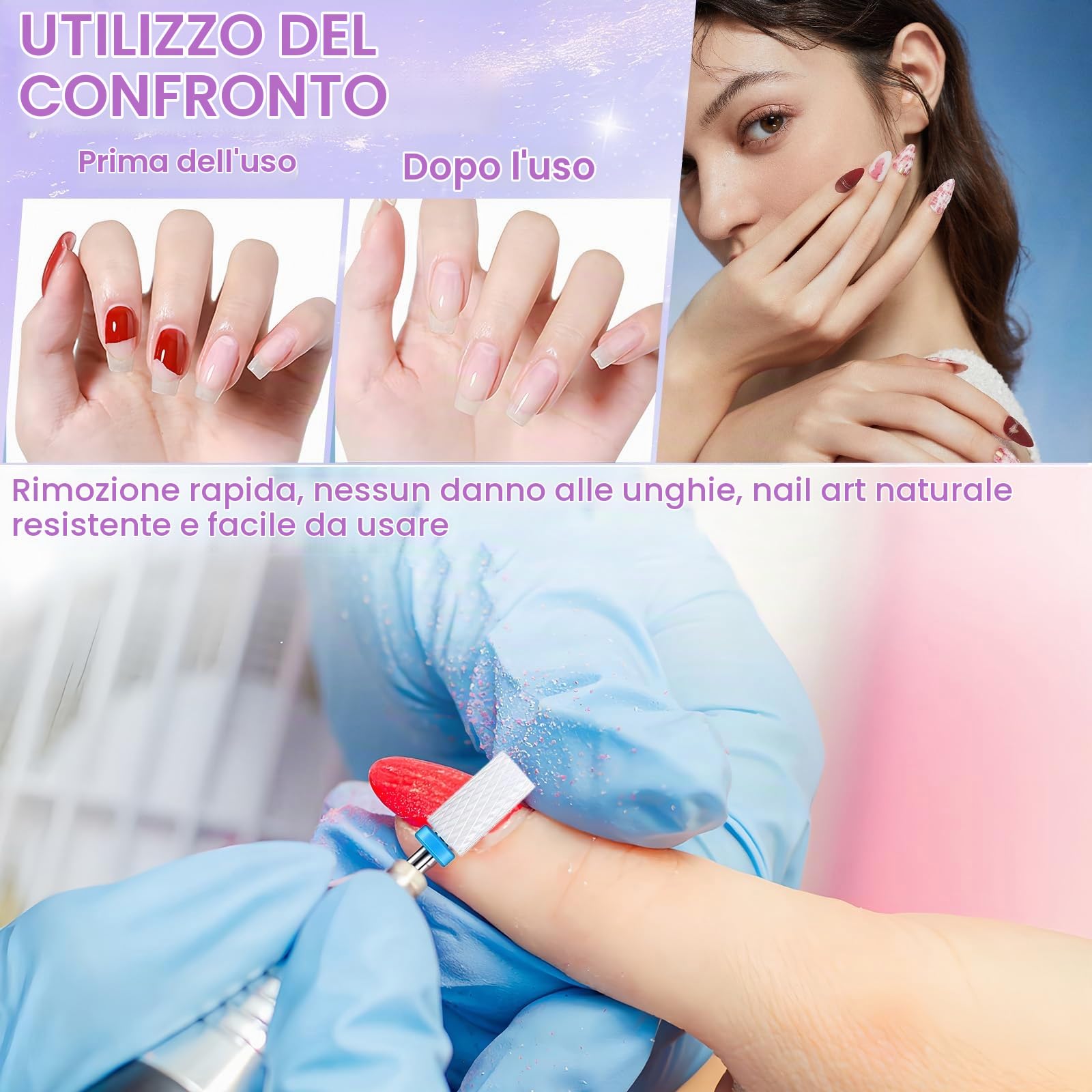 mohito 21 pezzo Punte Fresa Unghie,3/32 Inch Nail Drill Bits for Acrylic Nails,Punte Fresa Unghie Professionale,Per punte per unghie da 3/32 pollici Unghie in gel Manicure e pedicure in gel acrilico