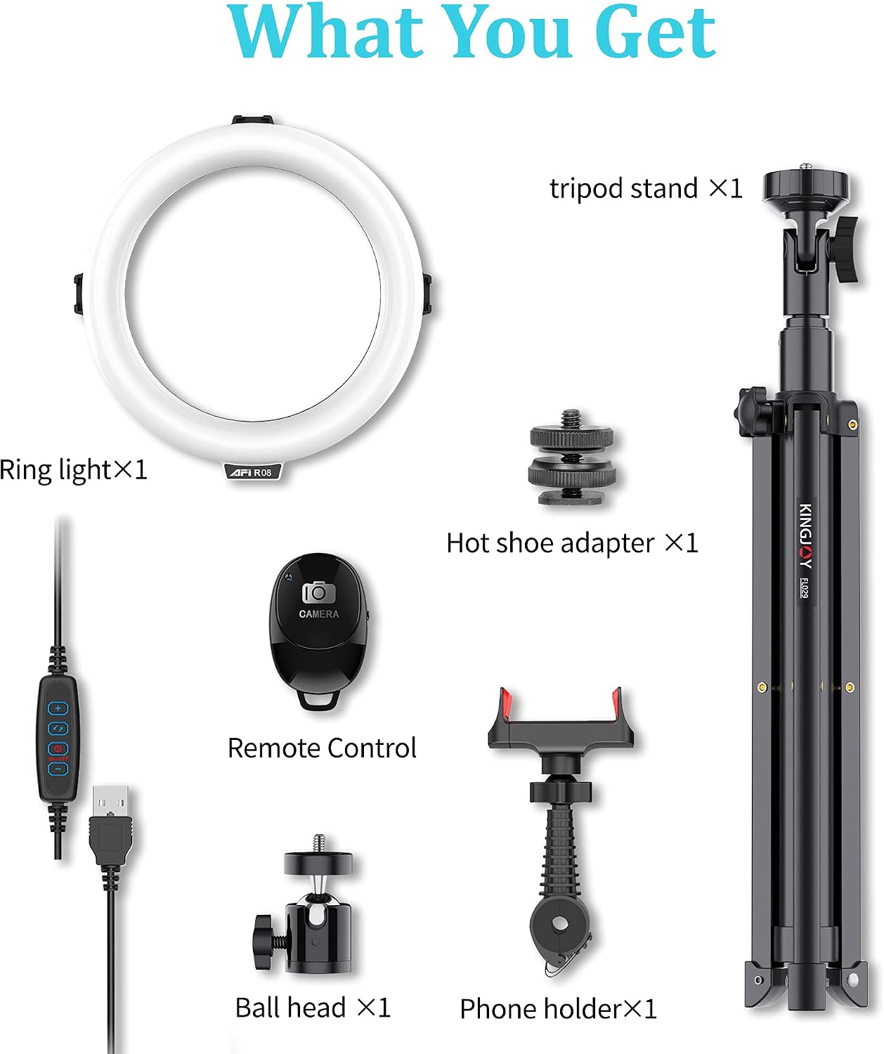 Camera Tripod with Ring Light, 55-Inch Extendable Phone Stand Aluminum Camera Tripod for DSLR Compact Tripod for Travel Professional Tripod with 360 Degree Ball Head Super Remote Shutter Carrying Bag