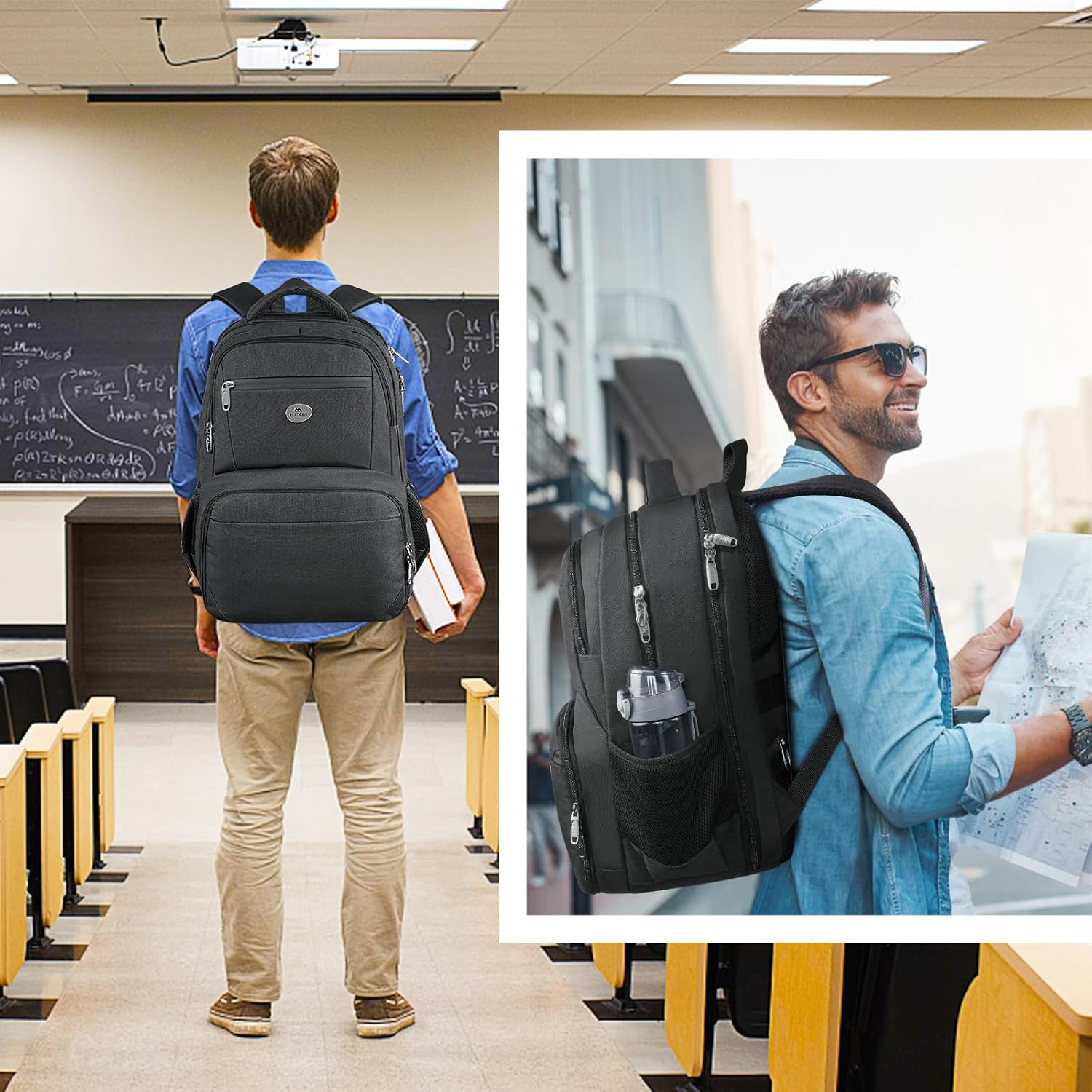 MATEIN 18 Inch Backpack for Men, Extra Large Work Backpack with Lunch Compartment, Water Resistant Insulated Cooler Computer Bag, Sturdy Padded Carry On Laptop Daypack for College Travel