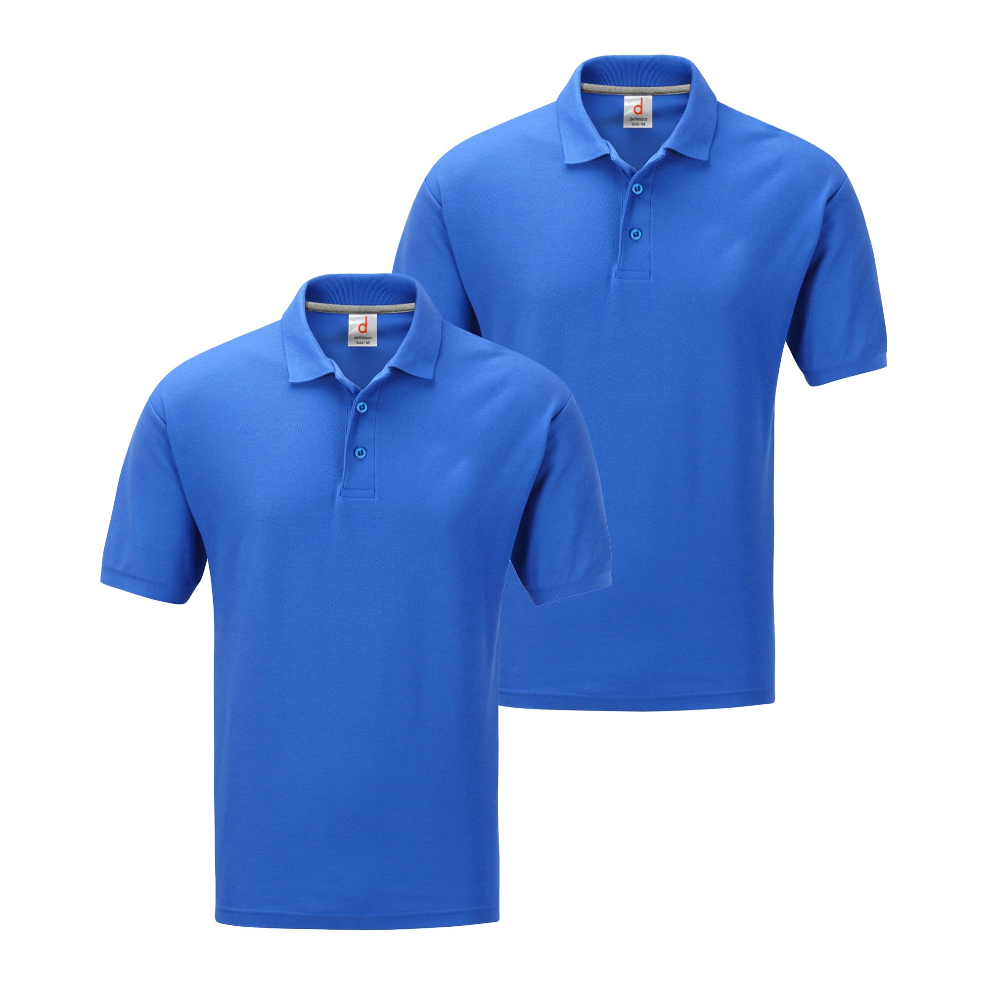 Men’s Solid Polo Shirts Pack of 2, Multicolor Lightweight 100% Cotton Short Sleeve Activewear Plain Polo Shirt for Men Adult, Twin Pack Workout Regular Fit Casual Polos, Sizes S - 5XL