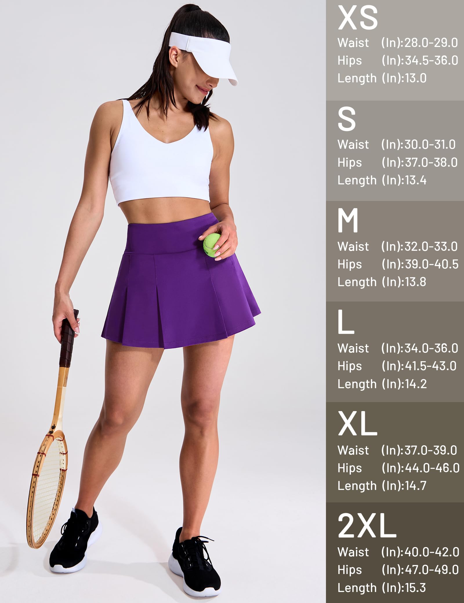 MIER Jupes de tennis plissées pour femme avec poche doublée, jupe-short athlétique taille haute pour la course à pied, l'entraînement, le sport
