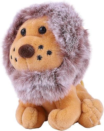 Miniatura 3 de OSALADI Llavero con forma de león de peluche, llavero de dibujos animados, encantador colgante de llave, decoración de bolsa, Marrón
