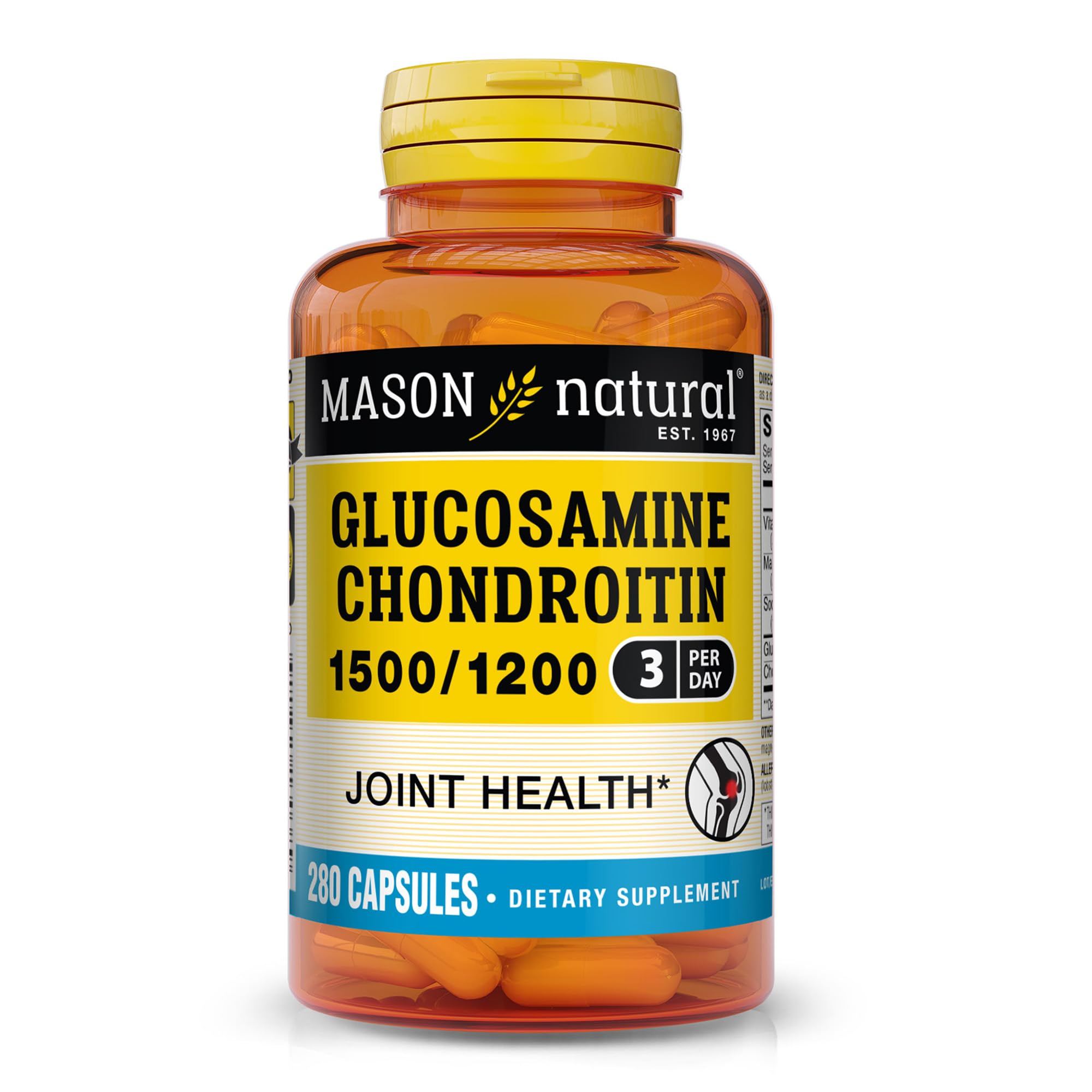 MASON NATURAL Glucosamine Chondroitin 1500/1200 & Vitamin C, 90 Day Supply 280