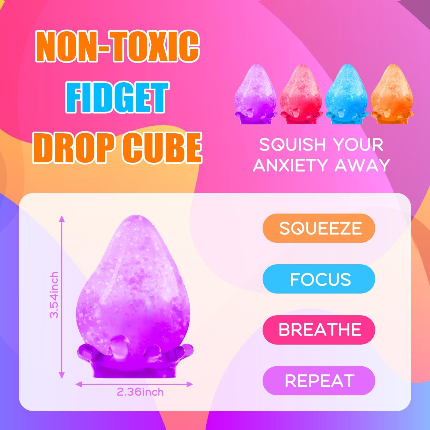 Fidget Toys Dream Squishy Drop, Stress Cube Squishies Anxiety Stress Relief, Ice Squishy Stress Cube-Drop Malt Sugar Balls, Sensory Ball for Kids with Autism (Blue, 1)