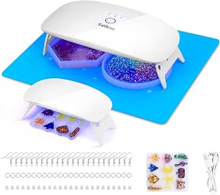 2 Pcs UV Resin Light -Salikoo Large UV Light for Resin Curing and Mini UV Resin Lamp Kits for Epoxy with Resin Molds, Mat, Earring Making Kit for Resin Curing, Jewelry Making, DIY Craft