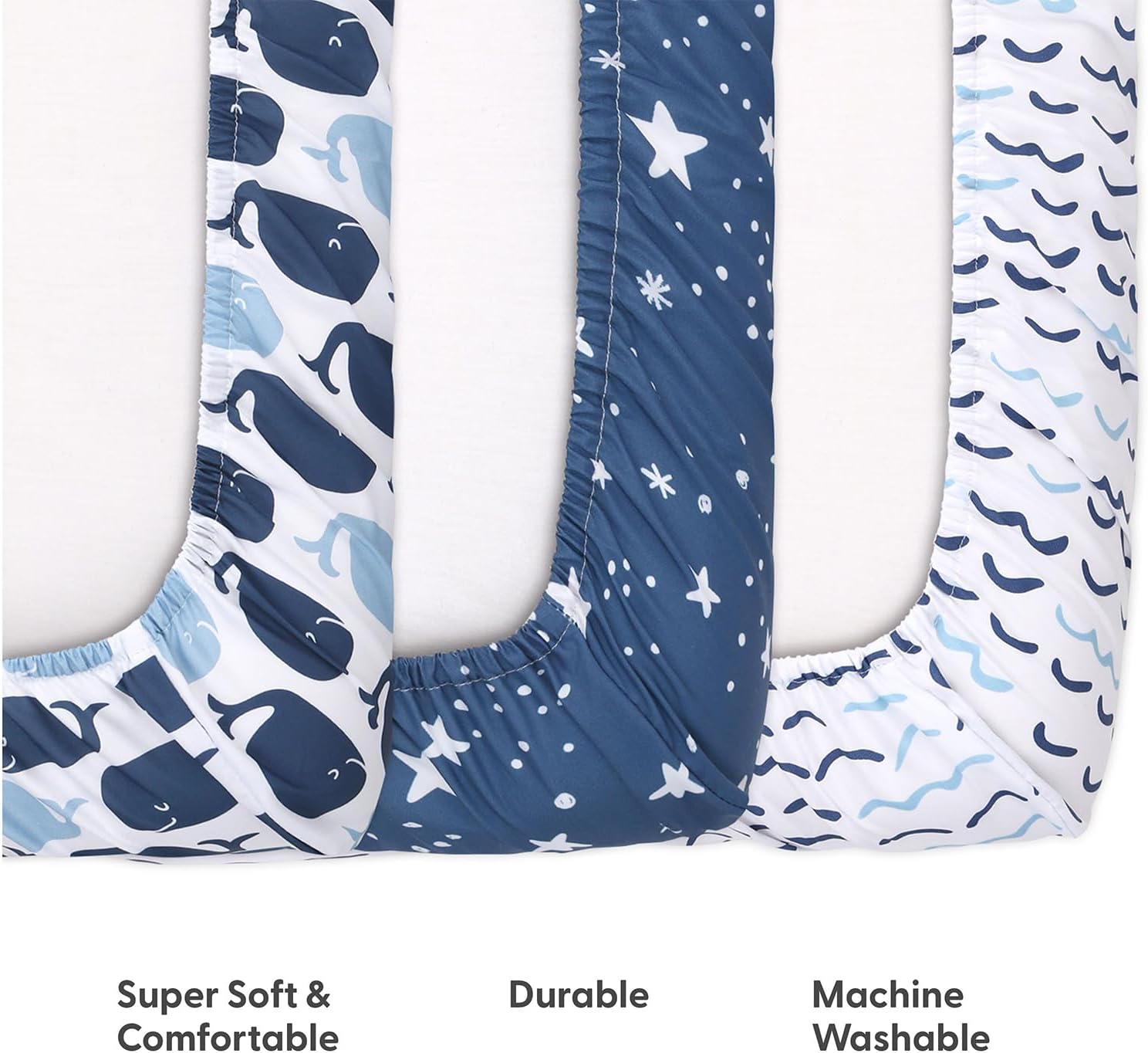The Peanutshell 3-Pack Fitted Playard Sheets - Soft & Breathable Baby Boy or Girl Mini Crib Sheets, Pack N Play Mattress, Fits Standard Playard Pack Play Mattresses - Nautical