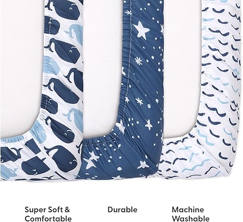 Miniatura 4 de The Peanutshell Paquete de 3 sábanas bajeras de corral suaves y transpirables para bebé, niño o niña, para colchón Pack N Play, se adapta a