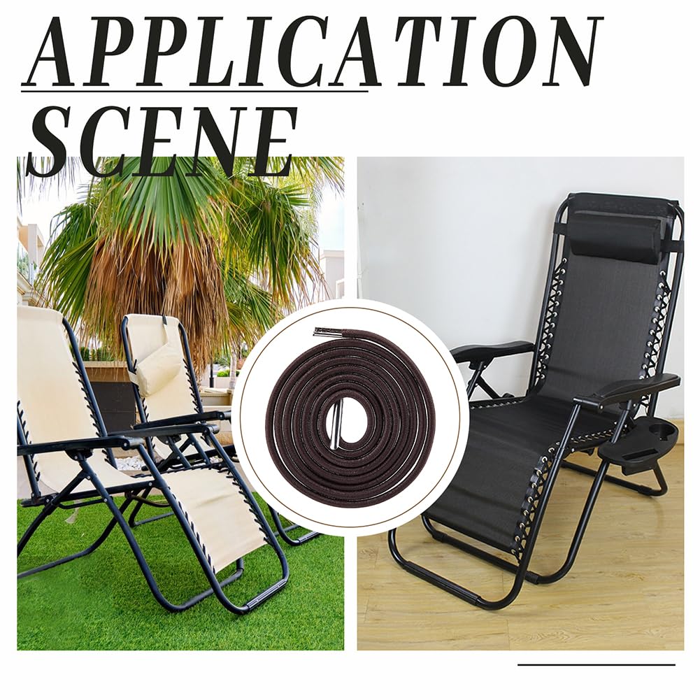 Juego de 4 herramientas de repuesto para silla de gravedad color marrón coco, elástico, elástico, para silla de gravedad cero, tumbonas, sillas de jardín, sillas reclinables al aire libre, 5