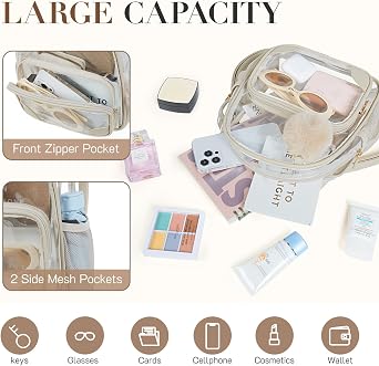 Missnine Small Clear Backpack for Stadium Events Anti-theft Mini Clear Bag for Sport Event Concert with Cute Pom-pom Ball