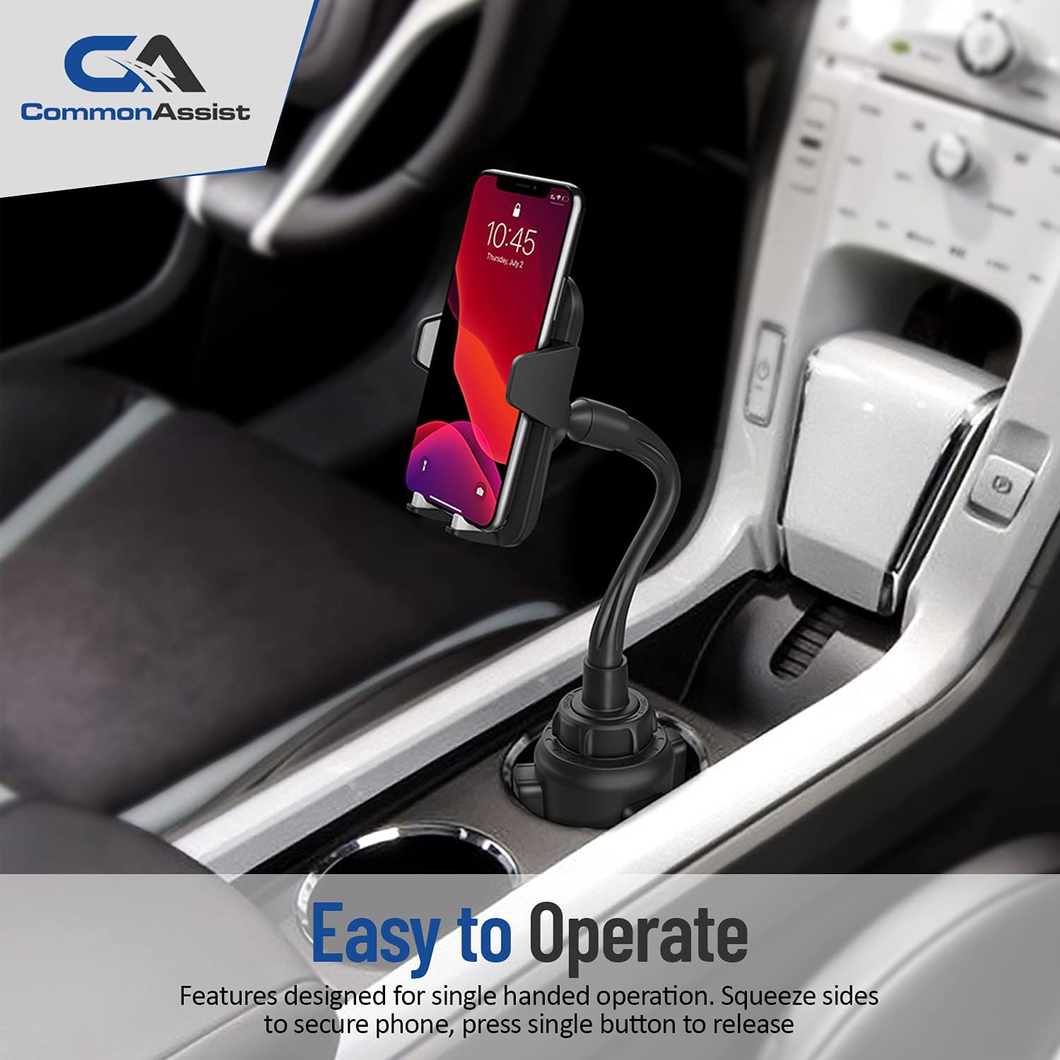 Phone Holder for Car Cup Holder Mount, Adjustable Phone Cup Holder for Car iPhone, Easy to Install Car Phone Holder Cup, Fits Most Phones with Case, Fits Most Cars Trucks SUVs