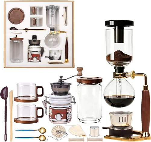 Complete Coffee Gift Set with Siphon Coffee Maker & Manual Grinder